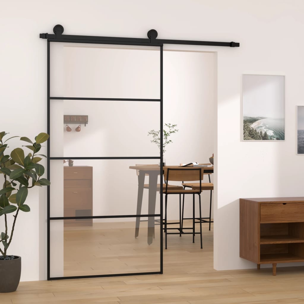 VidaXL Schuifdeur met beslag 102,5x205 cm ESG-glas en aluminium