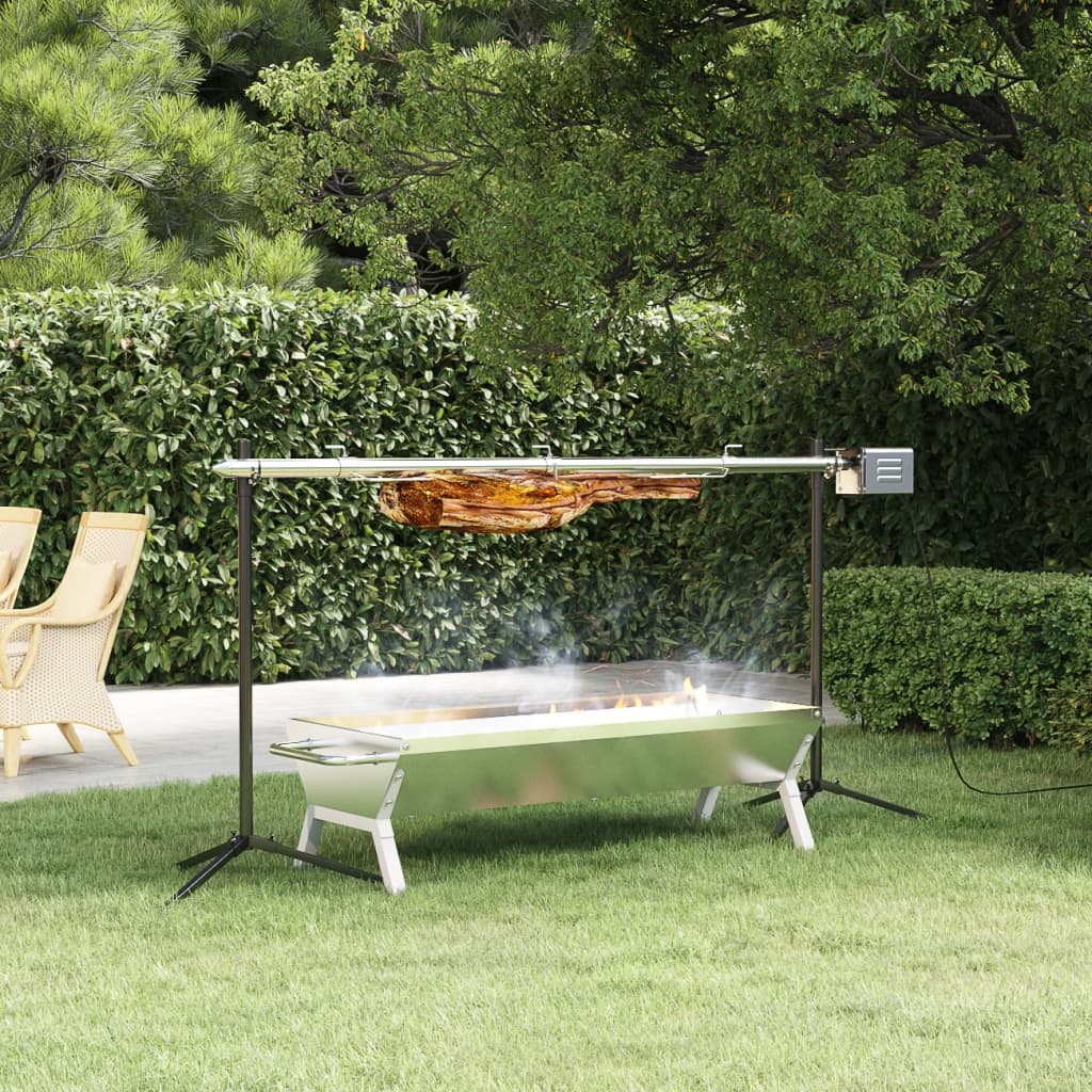 Barbecue automatique Vidaxl avec moteur 150x46.5x82.5 cm en acier inoxydable