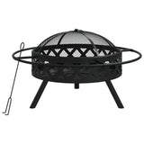 VidaXL Feuerstelle mit Schürhaken XXL 70 cm Stahl