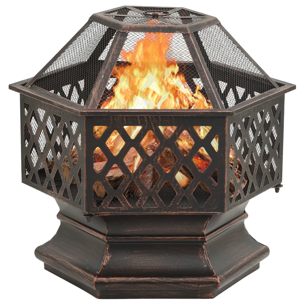 VidaXL Feuerstelle mit Schürhaken rustikal xxl 62x54x56 cm Stahl