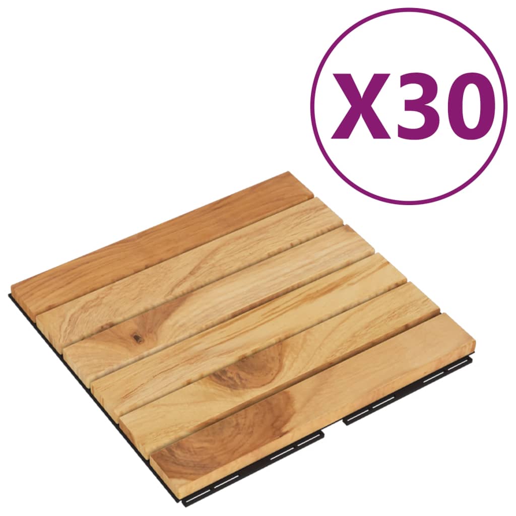 BIDAXL TERRASE TILES 30 st 30x30 cm fast teak vertikalt mönster