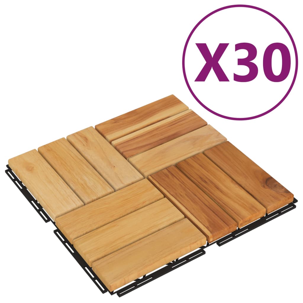 Vidaxl Terrassplattor 30 st 30x30 cm fast teakved