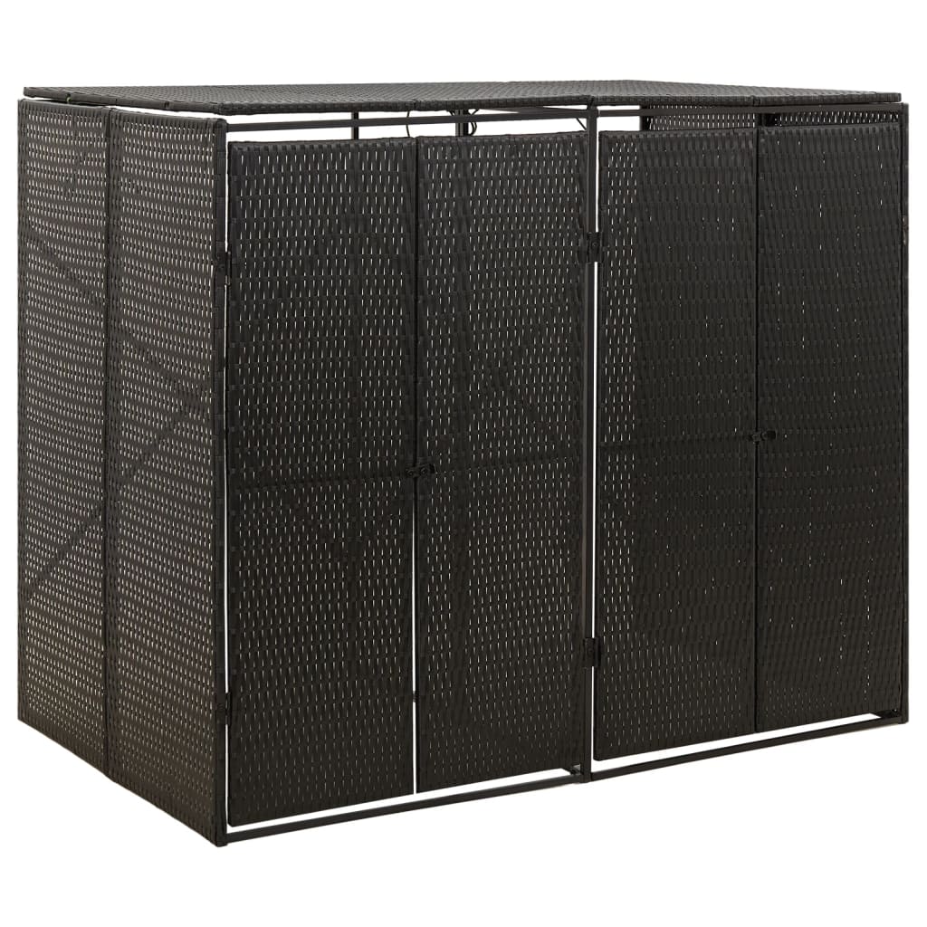 Vidaxl Container Storage Double 140x80x117 cm Poly Rattan Black