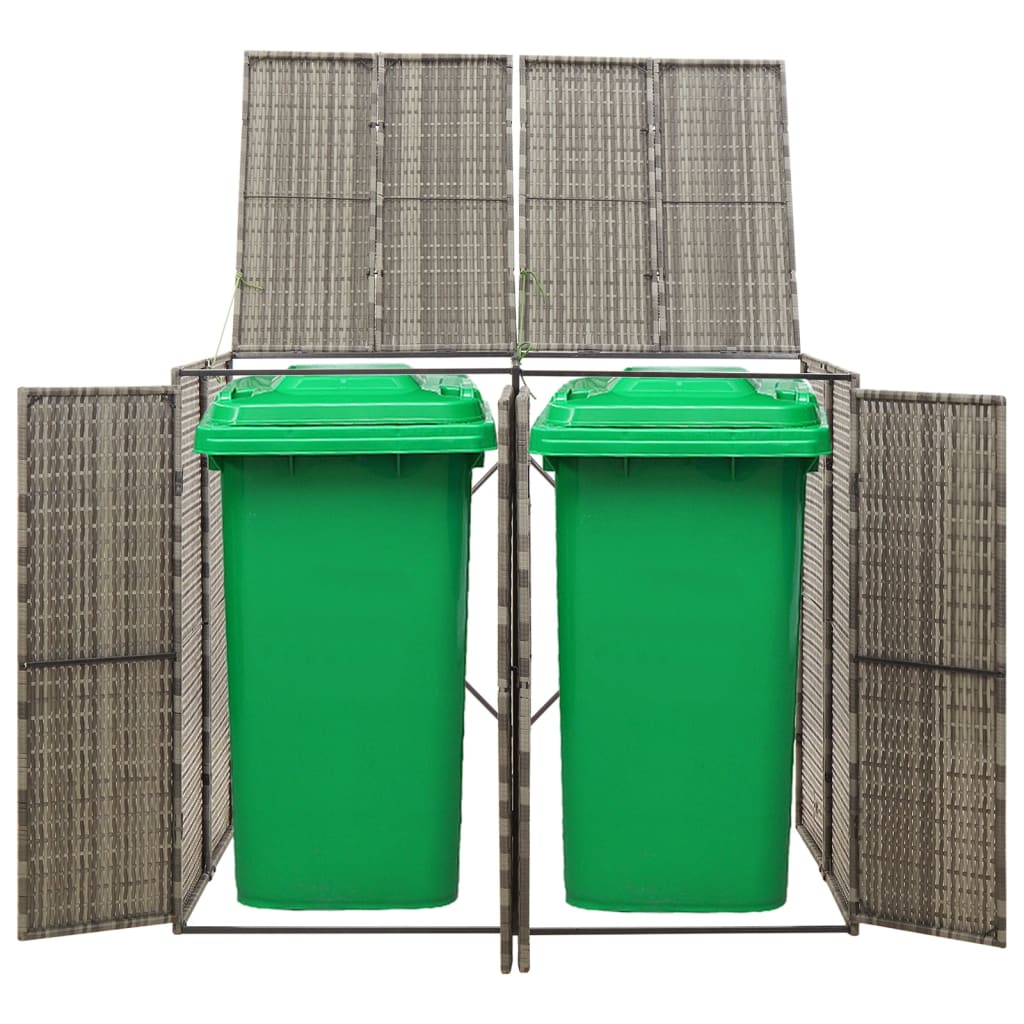 Vidaxl Container Storage Double 140x80x117 cm Poly Rattan Grey