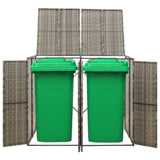 Vidaxl Container Storage Double 140x80x117 cm Poly Rattan Grey