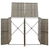 Vidaxl Container Storage Double 140x80x117 cm Poly Rattan Grey