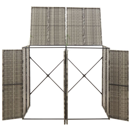 VidaXL Container-Aufbewahrung doppelt 140x80x117 cm Polyrattan grau