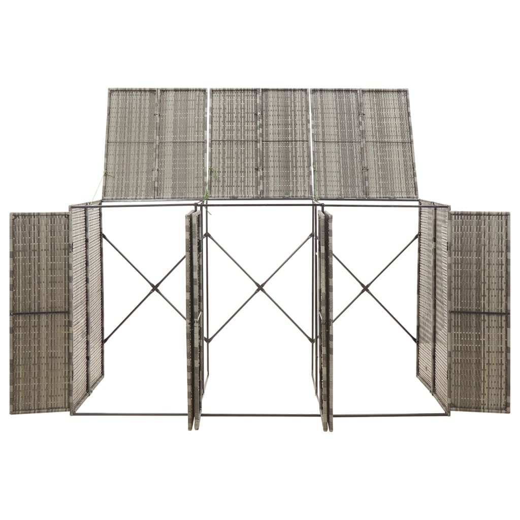 Vidaxx Containeraufbewahrung dreifach 207x80x117 cm Polyrattan grau