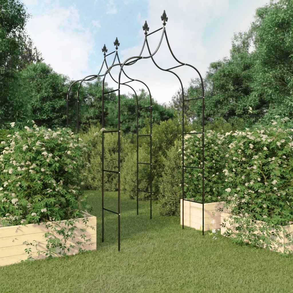 VidaXL Gartenbögen 2 Stück 120x38x260 cm Stahl schwarz