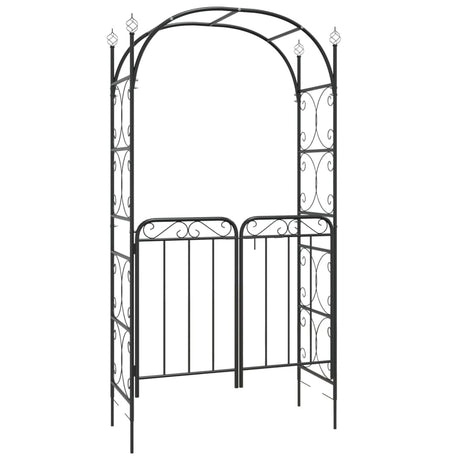 VidaXL Gartenbogen mit Tor 108x45x235 cm schwarzer Stahl