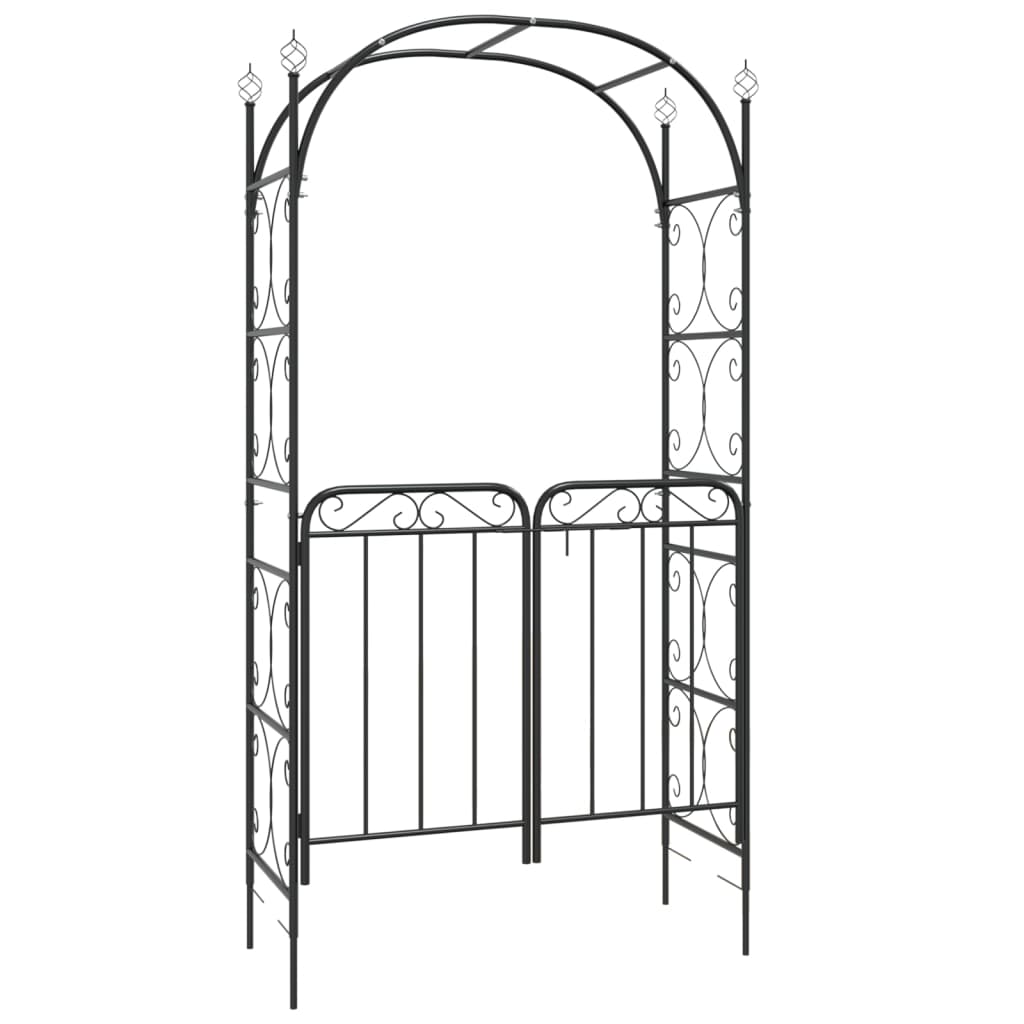 Vidaxl Garden Arch med port 108x45x235 cm stål sort