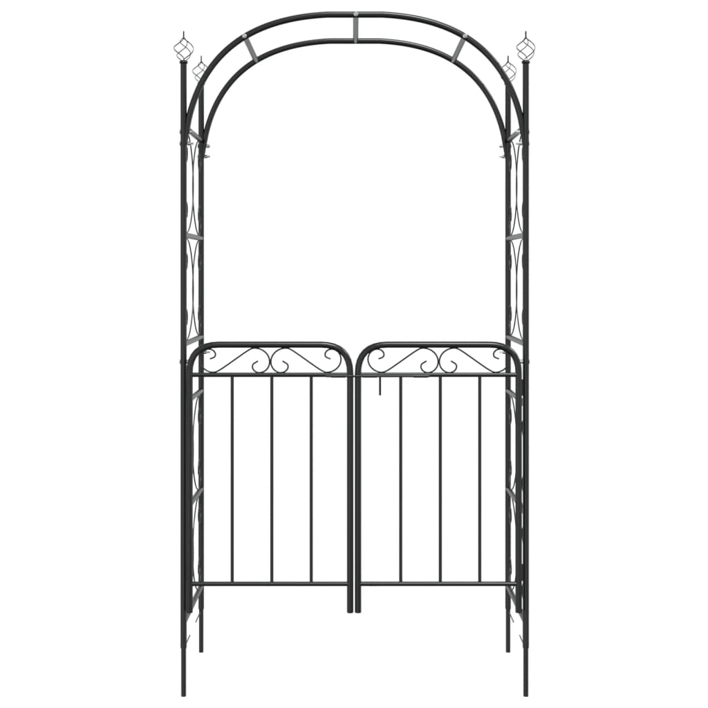 Vidaxl Garden Arch med port 108x45x235 cm stål sort