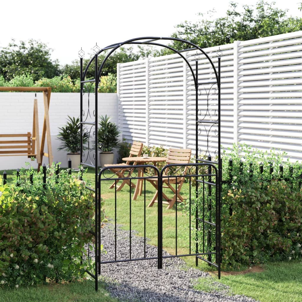 Vidaxl Garden Arch med port 108x45x235 cm stål sort