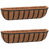 Vidaxx Wandpflanzgefäße 2 Stück mit Kokosfaser 61x19x16 cm Stahl schwarz