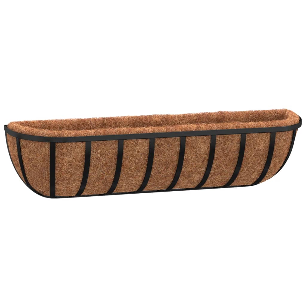 Vidaxx Wandpflanzgefäße 2 Stück mit Kokosfaser 76x21x16 cm Stahl schwarz