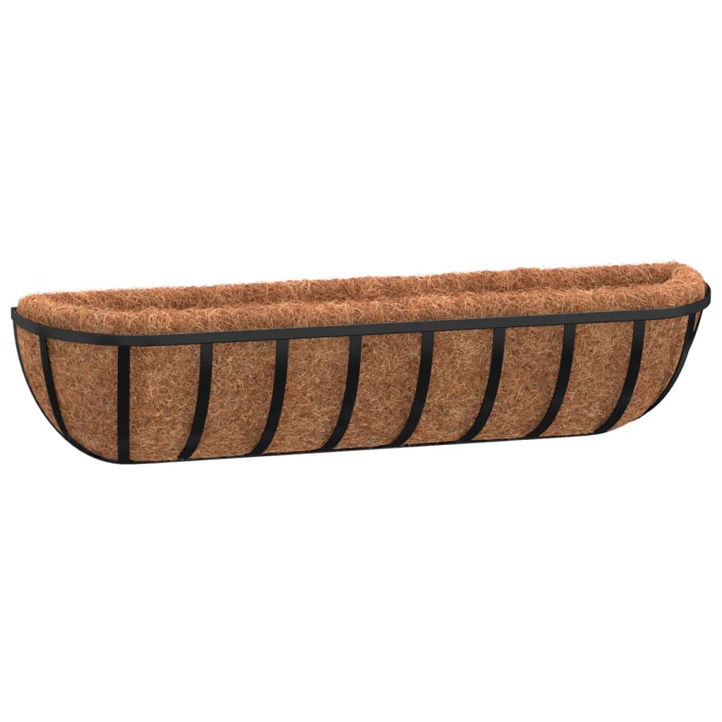 Vidaxx Wandbehälter 2 Stück mit Kokosfaser 91x20x23 cm Stahl schwarz