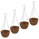 Vidaxx Hängepflanzgefäße 4 Stück mit Kokosnussbox Stahl ø 40x63 cm schwarz