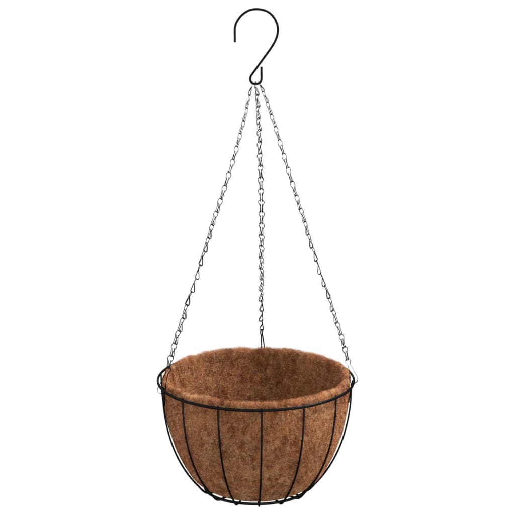 Vidaxx Hängepflanzgefäße 4 Stück mit Kokosnussbox Stahl ø 40x63 cm schwarz