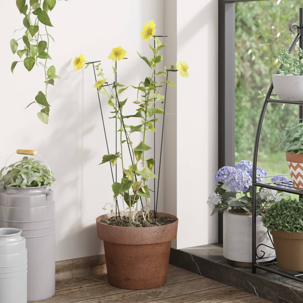 VidaXL Pflanzenstäbe 20 Stk. 61 cm Stahl dunkelgrün
