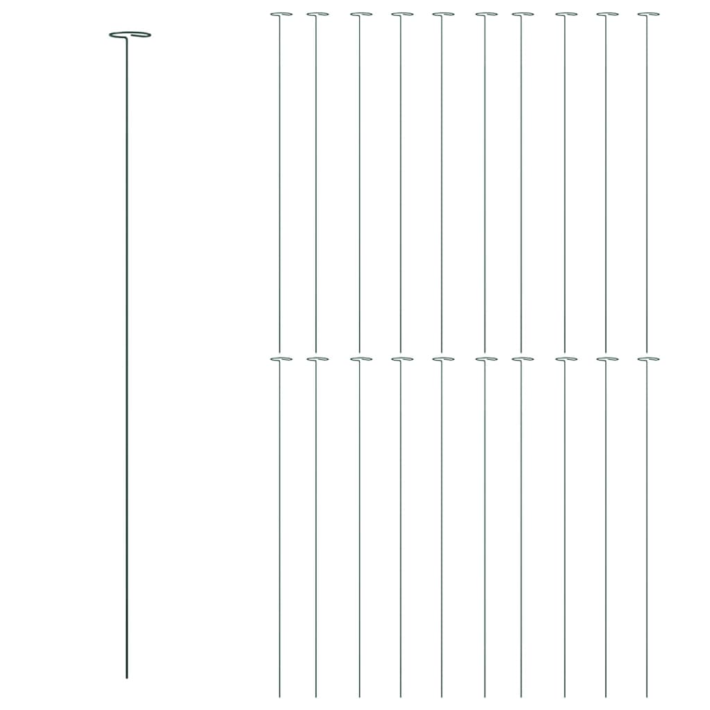 Vidaxl Plant Stakes 20 St 91 cm ocel tmavě zelená