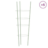 VidaXL Pflanzenstützen 5 Stück mit 4 Ringen 90 cm Stahl grün