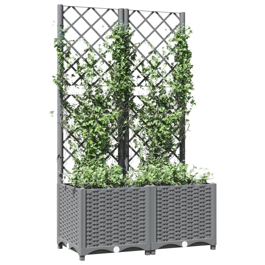 Vidaxl planter med latwerk 80x40x136 cm polypropen lysegrå