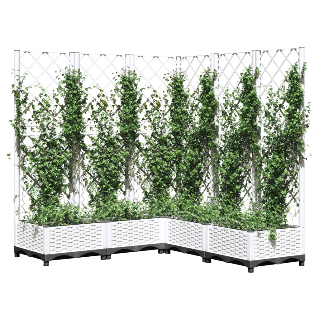 VidaXL Planter with Latwerk 120x120x121.5 cm Polypropene white