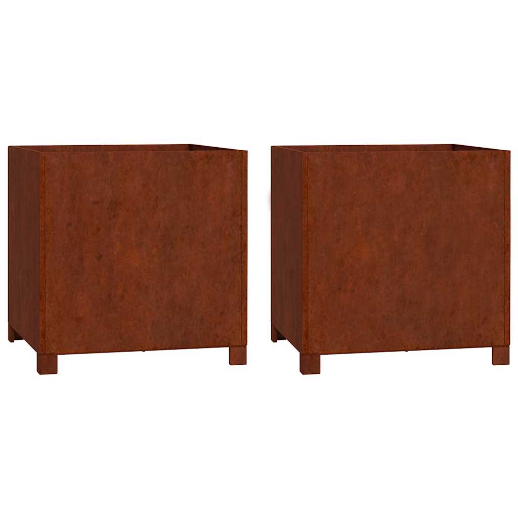 VidaXL Pflanzgefäße mit Beinen 2 Stück rostig 49x47x50 cm Cortenstahl