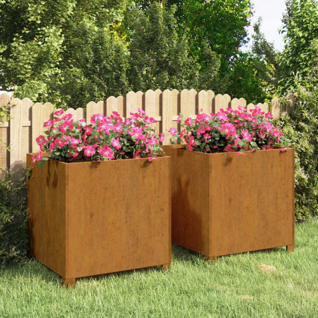 Jardinières vidaxl avec des jambes 2 St Rusty 49x47x50 cm Corten Steel