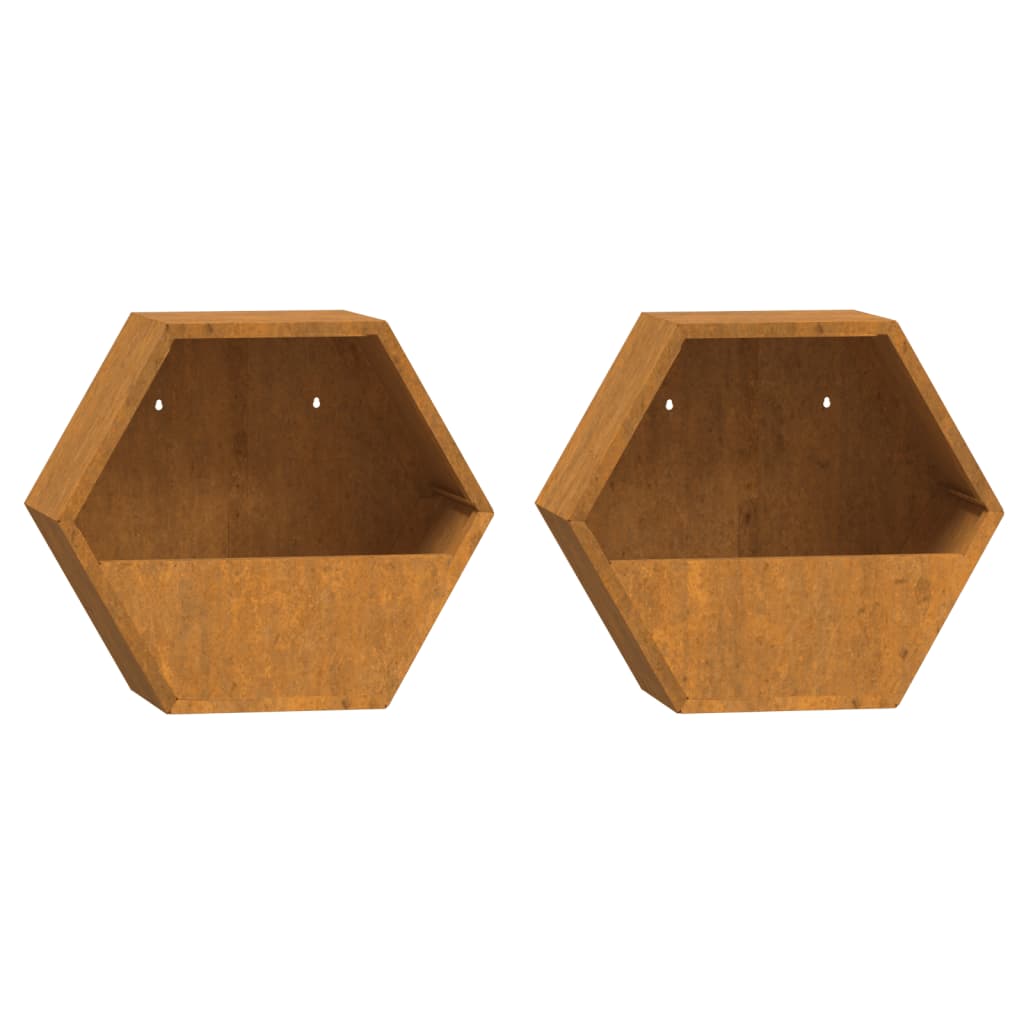 Vidaxl Plantadores Montaje de pared 2 ST 30X10X25 CM Corten Steel Rusty