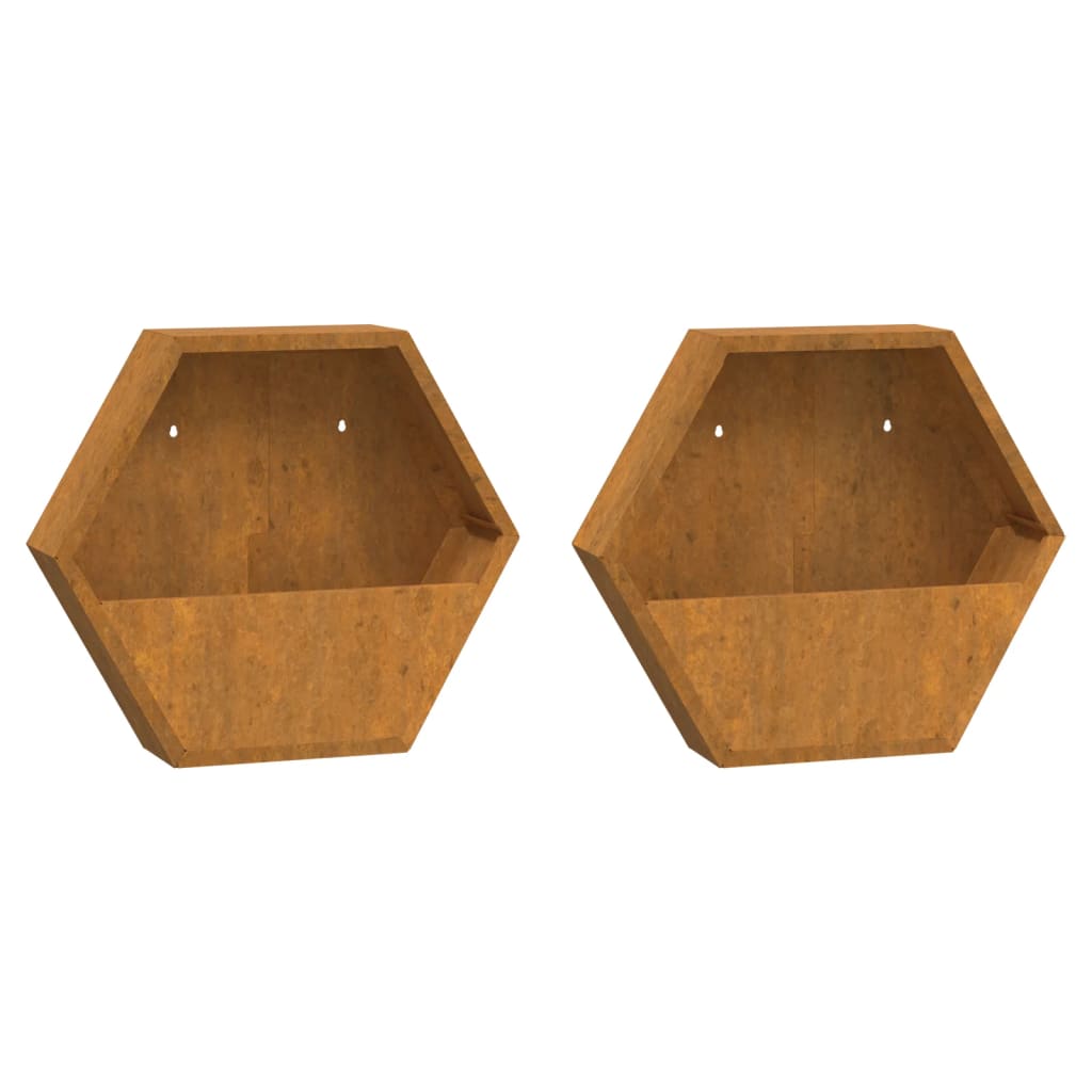 Vidaxl Plantadores Montaje de pared 2 ST 46x10x40 cm Corten Steel Rusty