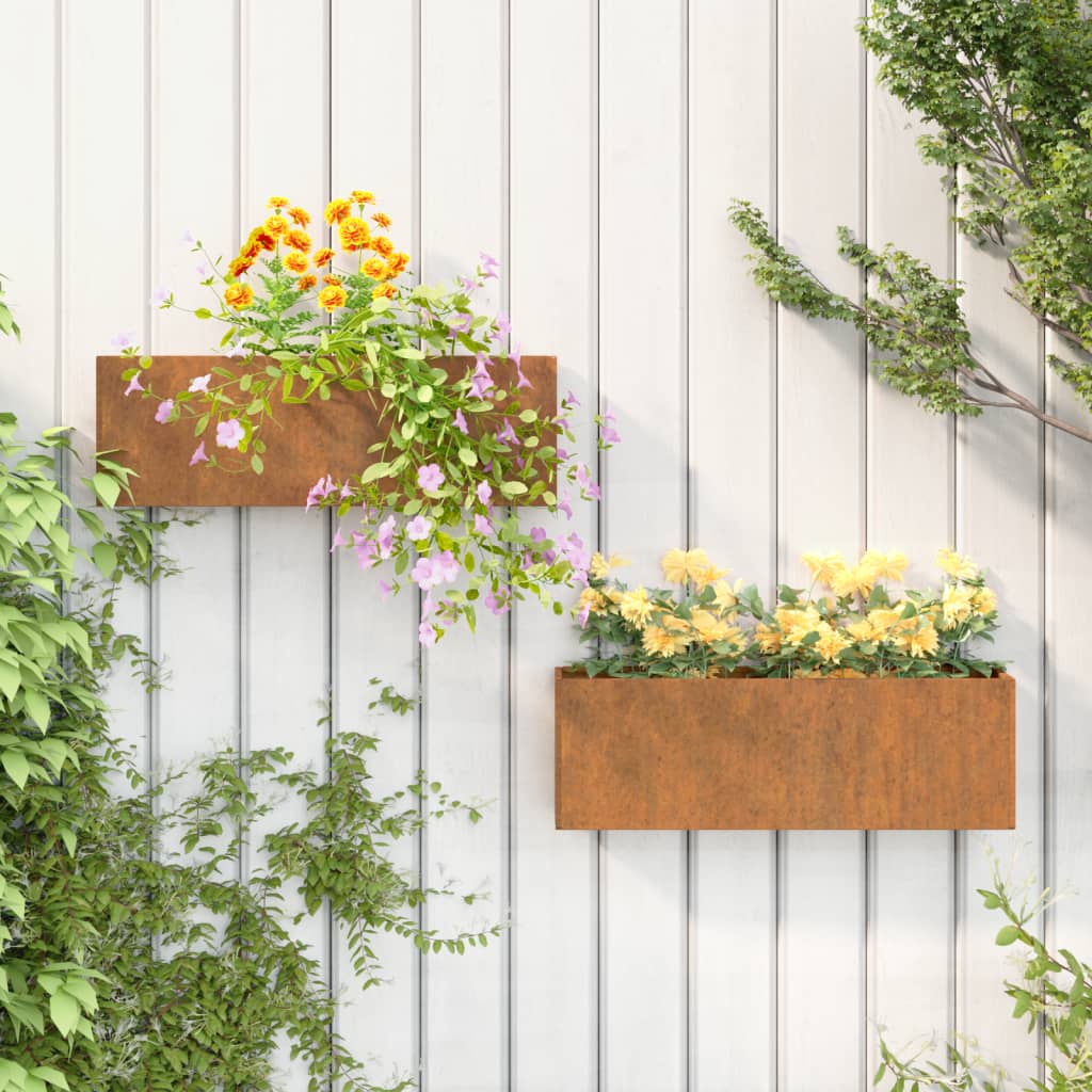 Vidaxl Plantadores Montaje de pared 2 ST 53x10x17 CM Corten Steel Rusty