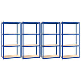 VidaXL Lagerregal 4-lagig 4 Stk. Stahl verarbeitetes Holz blau