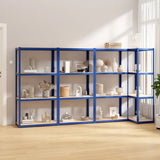 VidaXL Lagerregal 4-lagig 4 Stk. Stahl verarbeitetes Holz blau