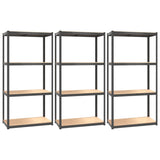 VidaXL Lagerregal 4-lagig 3 Stk. Stahl verarbeitetes Holz anthrazitfarben
