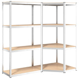 VidaXL Lagerregal 4-lagig 2 Stk. Stahl verarbeitetes Holz silberfarben