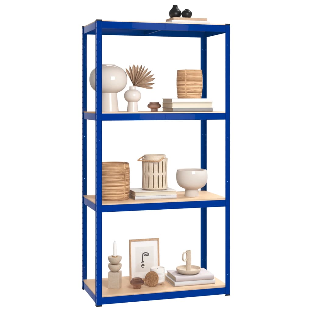 VidaXL Lagerregal 4-lagig 2 Stk. Stahl verarbeitetes Holz blau