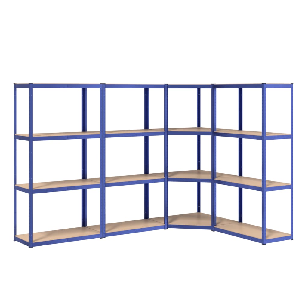 VidaXL Lagerregal 4-lagig 4 Stk. Stahl verarbeitetes Holz blau