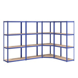 VidaXL Lagerregal 4-lagig 4 Stk. Stahl verarbeitetes Holz blau
