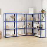 VidaXL Lagerregal 4-lagig 4 Stk. Stahl verarbeitetes Holz blau