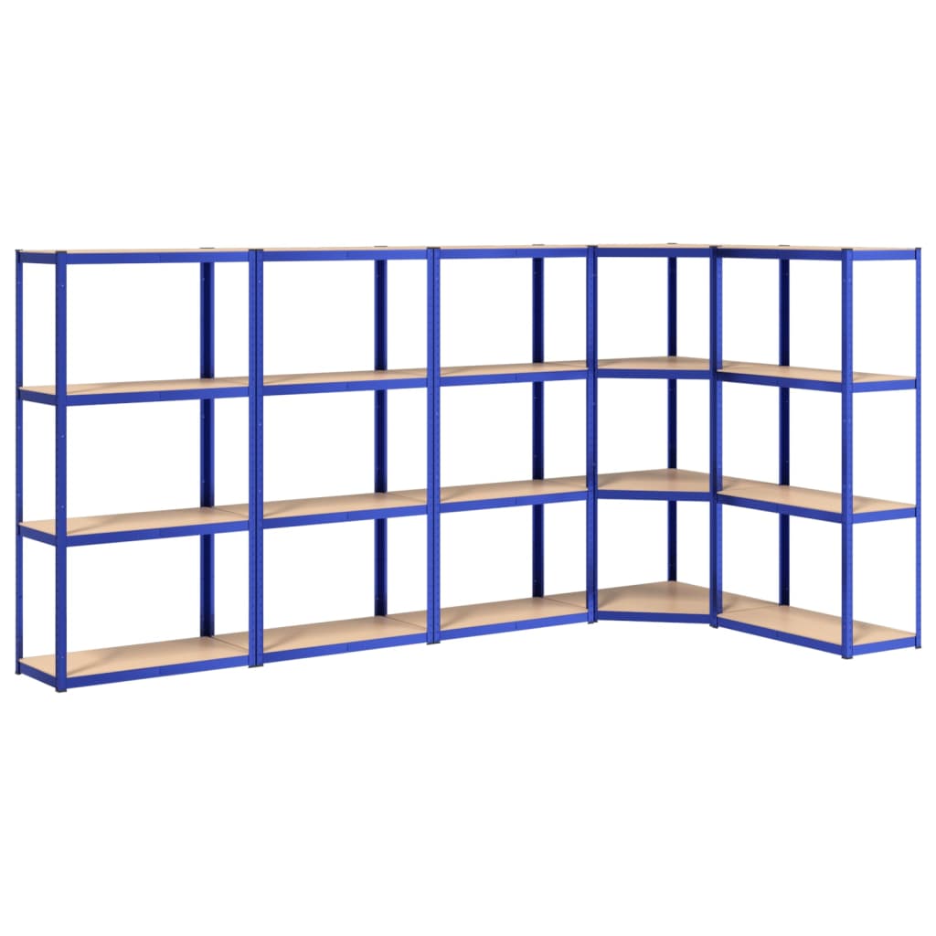 VidaXL Lagerregal 4-lagig 5 Stk. Stahl verarbeitetes Holz blau