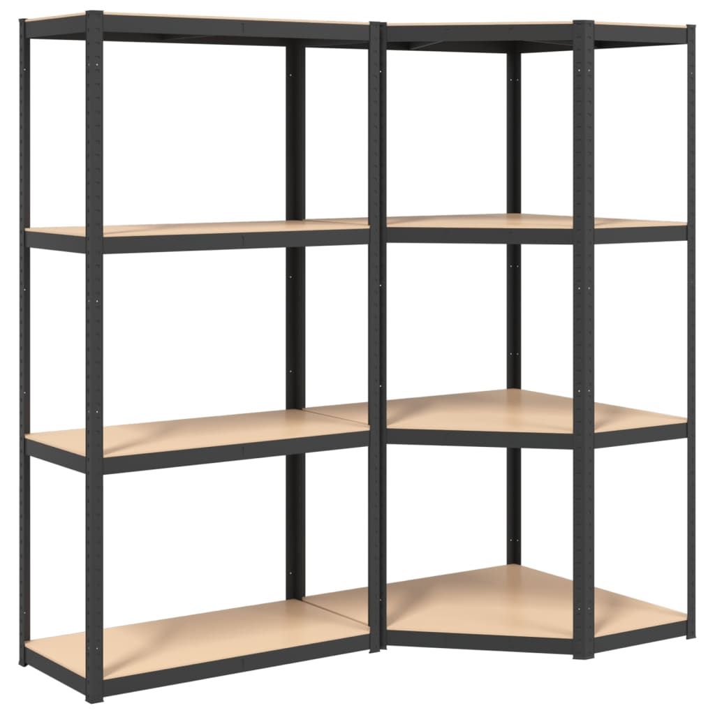 VidaXL Lagerregal 4-lagig 2 Stk. Stahl verarbeitetes Holz anthrazitfarben
