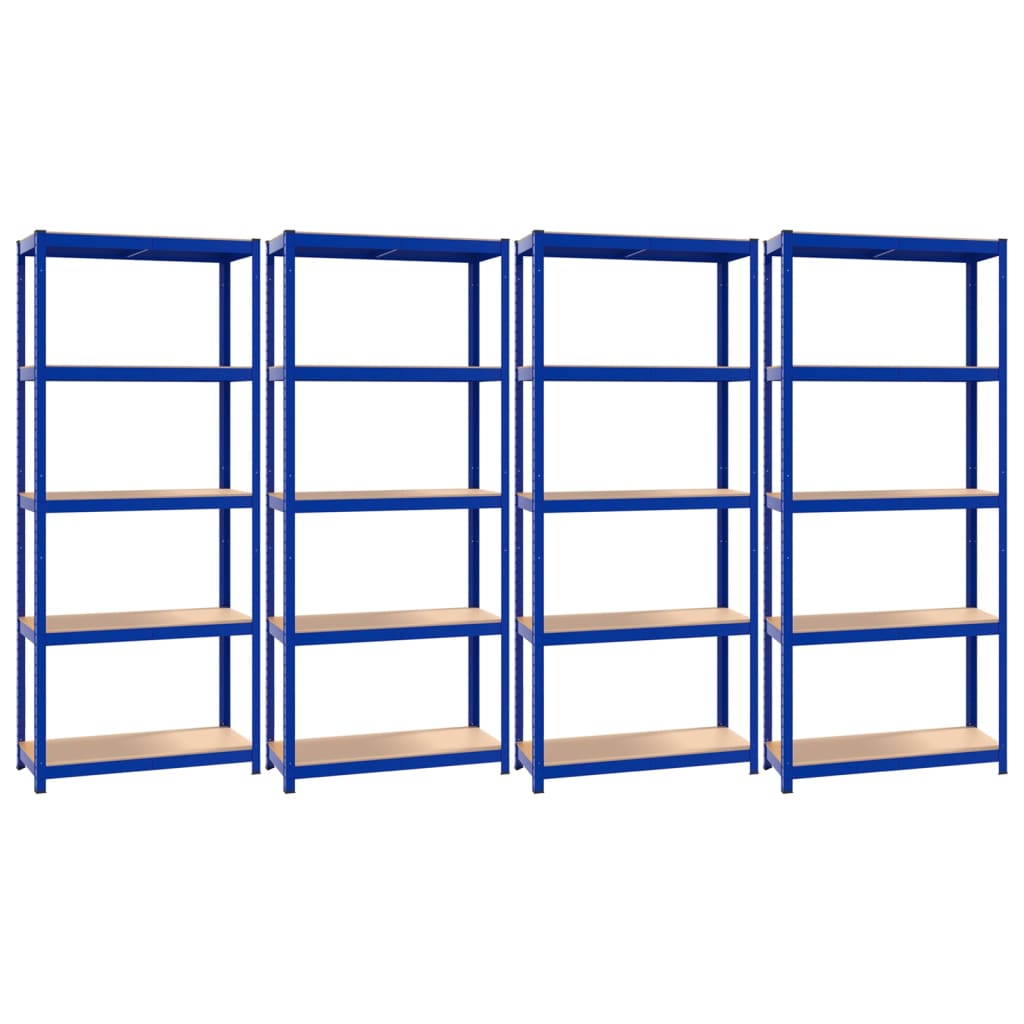 VidaXL Lagerregal 5-lagig 4 Stk. Stahl verarbeitetes Holz blau