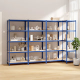 VidaXL Lagerregal 5-lagig 4 Stk. Stahl verarbeitetes Holz blau