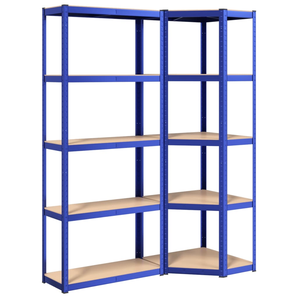 VidaXL Lagerregal 5-lagig 2 Stk. Stahl verarbeitetes Holz blau