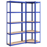 VidaXL Lagerregal 5-lagig 2 Stk. Stahl verarbeitetes Holz blau