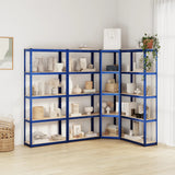 VidaXL Lagerregal 5-lagig 4 Stk. Stahl verarbeitetes Holz blau