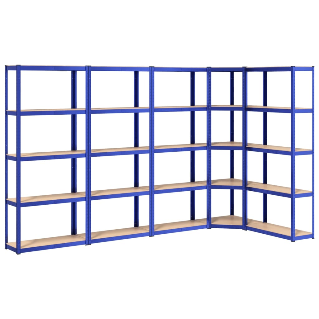 VidaXL Lagerregal 5-lagig 5 Stk. Stahl verarbeitetes Holz blau