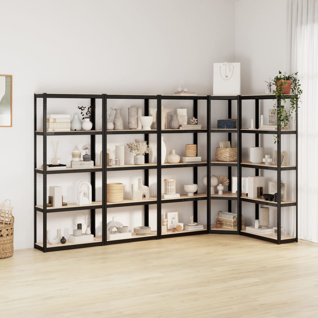 VidaXL Lagerregal 5-lagig 5 Stk. Stahl verarbeitetes Holz anthrazitfarben