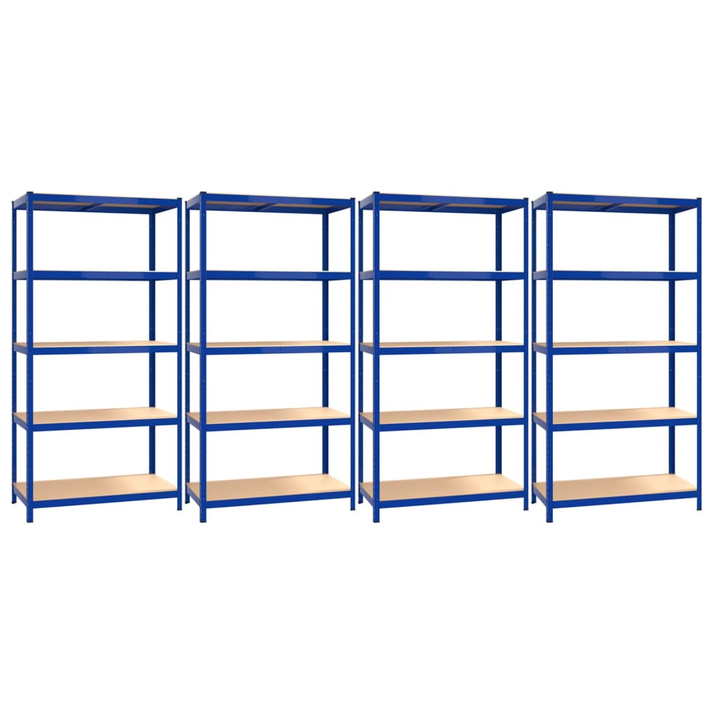 VidaXL Lagerregal 5-lagig 4 Stk. Stahl verarbeitetes Holz blau